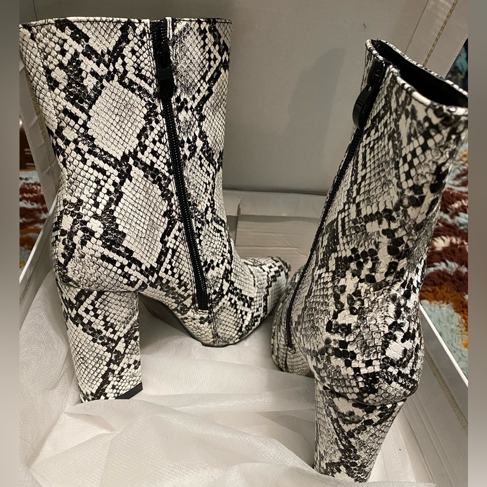 Snake print ankle boots